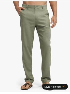 Men's Lightweight Olive Green Linen Pants